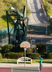 Equipment near basketball court